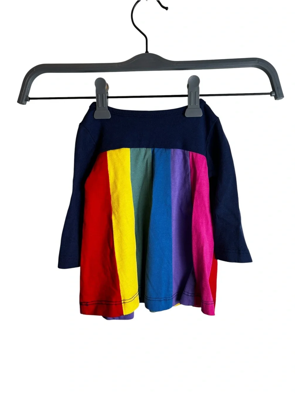Hanna Anderson Baby Rainbow Panel Long Sleeve Dress Blue 0-3Months 50cm
